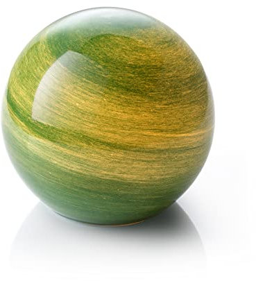 Auraglow Lámpara de mesa LED de vidrio soplado hecha a mano, funciona con pilas, color jade