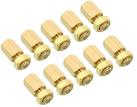 PATIKIL 10mm+6mm M5 Abstand schrauben, 20 Pack Messing Hex PCB Abstands muttern für Mutter bretter, Computer gehäuse, Leiterplatten, Elektronik, Goldton