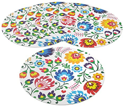 Baroni Home Set di 6 Tovagliette Americane in PVC Colorate, Tovaglietta Americana per Colazione Antiscivolo e Facile da Lavare, Tovaglia Colazione Pranzo Cena, 38x38 cm, Fiori