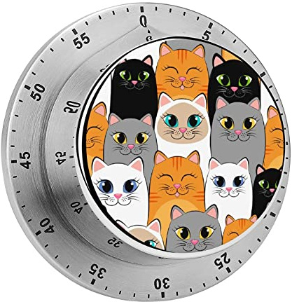 Minuteur de cuisine à motif chats - Minuteur mécanique magnétique pour cuisson à la maison