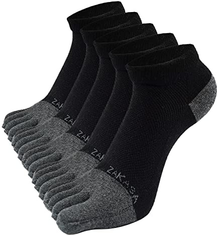 ZAKASA Toe Socks for Men Ankle: No Show Low Cut Five Finger Socks