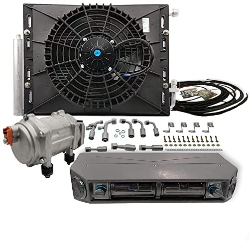 DISHENGZHEN 12V Universal A/C Kit System, 10000 BTU Truck, RV, Van Air Conditioner, Includes Condenser, Fan, Dryer Bottle, Compressor, Low Noise Operation, Multiple Protections