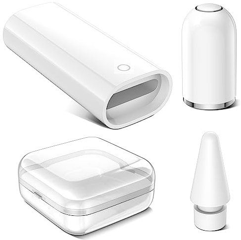 ACAGET for Apple Pencil Charger Adapter, Replacement Tip, Magnetic Pencil Cap, Sensitive Pencil Nib, Accessories Set Compatible with iPencil 1st Gen (1 Tip+1 Cap+1 Charger Adapter)