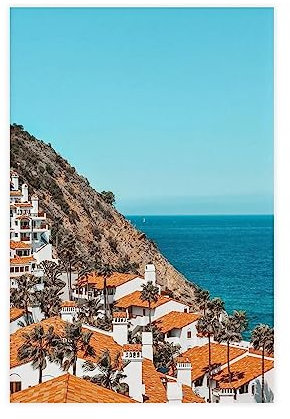 Stadtbild Avalon Kalifornien Farbposter Leinwand Poster Wandkunst Dekor Druck Bild Gemälde für Wohnzimmer Schlafzimmer Dekoration Rahmen Stil 30 x 45 cm