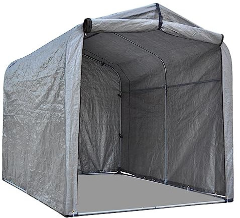 Kapler Fahrradgarage 220x157x165cm - Wetterfestes Garagenzelt aus PE-Gewebe und Verzinktem Stahlrohr, Grau, Inkl. Bodenspieße, für 3 Fahrräder