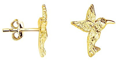 SOFIA MILANI - Damen Ohrringe 925 Silber - vergoldet/golden - Gehämmerter Kolibri Ohrstecker - E2033