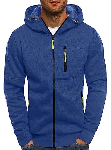 Felpa Trekking Uomo Casual Termica Felpa Trekking Sportivo con Cappuccio Top Slim Fit vestibilità Aderente Felpa Zip Comoda Tinta Unita Felpa con Zip con Zip Cotone