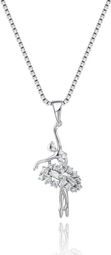 XUPING Ballerina Anhänger Kette Damen 925 Silber Ballett Mädchen Tänzerin Zirkon Ketten Geschenke Für Schmuck