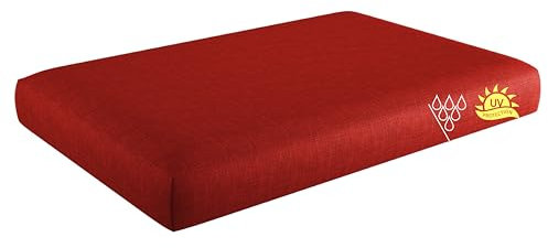 sunnypillow Palettenkissen Outdoor, wasserdicht, UV-lichtecht - Sitzkissen 120x60x15 cm - Palettenauflage für Palettensofa für Haus und Garten - Palettenpolster für Palettenmöbel - Kissen Rot