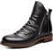 Stivali Medi da Uomo Stivaletti con Cerniera Laterale Scarpe Eleganti Formali con Tacco in Pelle Scarpe Classiche,Nero,40 EU