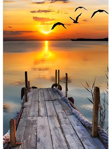 QENSPE Diamond Painting Kit Sonnenuntergang Diamant Painting Bilder Erwachsene, 5D DIY Full Diamond Art Set Landschaft Diamant Kunst Malerei Stickerei Kreuzstich Set Home Wand Dekor 30x40cm