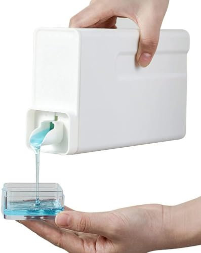 VVGAOGES Detergent Dispenser, Reusable Empty Bottles, 1000 ml/34 oz Detergent Container for Liquid Detergent and Fabric Softener, Washroom Organiser (White)