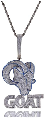 ICEDIAMOND Herren Iced Out GOAT Inspire Champion Anhänger Kettenkette, 14K vergoldete voll glänzende CZ Diamant Hip Hop Charm Schmuck