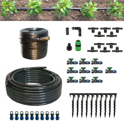 Kit Irrigazione Orto Manichetta gocciolante leggera 100 Mq Eco | Distanza Goccia ogni 40 Cm Impianto Completo raccordi