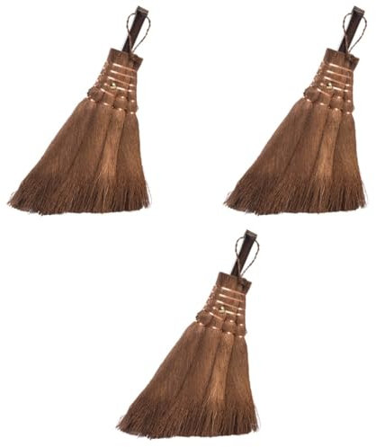 minkissy 3pcs Whisk Sweeping Portable Broom Natural Sweeping Accessories Small Broom Cage Cleaner Floor Whisk Broom Mini Broom Brooms Desktop Cleaning Tools Bamboo Tea Tray Handle