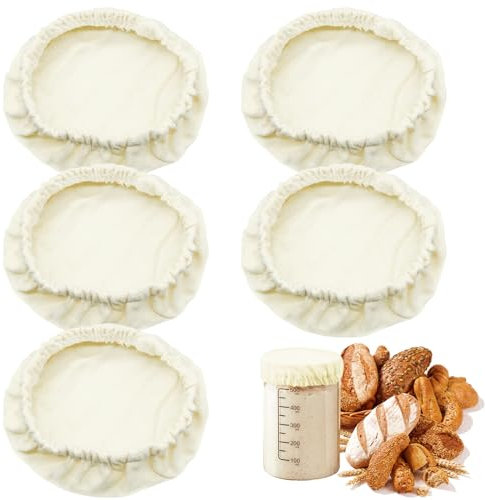 5Pcs Bowl Covers for Bread Proofing, Bread Proofing Cover Reusable Bread Cover for Rising, 3-4Inch Elastic Sourdough Jar Cover Cloth Bowl Covers for Bread Rising, Jars Sourdough Covers for Proofing