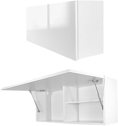 Milionmeblicom Armoire de Salle de Bain Modèle Laura 30 x 80 x 23 cm Blanc Brillant Moderne Meuble Suspendue Pliable Murale Commode Chambre de Rangement Compartiments, Portes Télescopiques