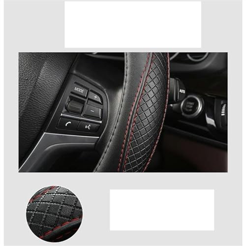 Echtes Leder Sport 38 cm Auto Lenkrad Abdeckung Nicht-Slip Für Audi A1 8X A2 A3 Q3 Q5 Q2 A4 A5 A6 Für Avant (Color : Black RED D Shape)