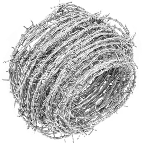 Sxlawesom Stacheldraht Verzinkter Stacheldraht, Stacheldraht leicht biegbar Anti-Rost Perfekt für den Garten oder das Kunsthandwerk (Farbe : Silver, Größe : 200m)