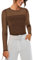 GRACE KARIN Women Basic Slim Fit Ruched Sheer Going Out Skim Top Crew Neck Long Sleeves T-Shirt Brown S