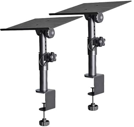 Hhmmei2024-23 Speaker Stands Mounts Enlarged Metal Desk Clamp Bracket Speaker Bracket Desktop Fixed Audio Lift Bracket HIFI Surround Monitor Speakers Structural Stability