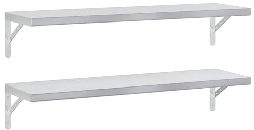 vidaXL Wandregale 2 STK. 100x30 cm Silbern Edelstahl, Schweberegal, schwebendes Regal, Hängeregal, Wandboard, Regal, Regalbrett, CD Regal, DVD Regal