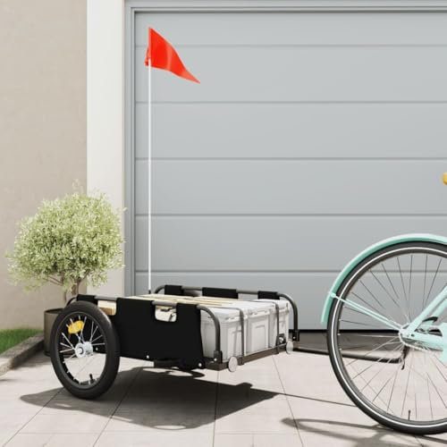 Willood Fahrradanhänger Lastenanhänger Fahrrad Transportanhänger Anhänger Schwarz Oxford-Gewebe und Eisen 126 x 63 x 36 cm