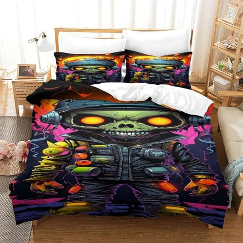 QPIRINMEX Zombie Duvet Cover Set Kids Bedding Set for Boys Girls Adults 3 Pieces Quilt Cover Zipper Closure with Pillowcase Super King（260x220cm）