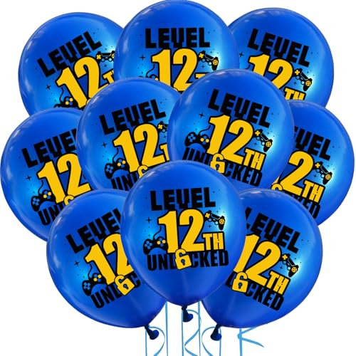 Cxryrzhe 10Pcs Blue Video Game 12 Latex Balloons Game Themed 12th Birthday Party for Boys Teens Player Birthdays