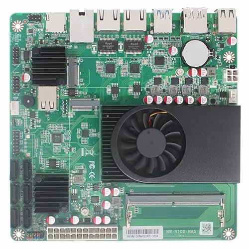 3 LAN NAS Mini ITX Motherboard with DDR5, Intel N100 6-Bay, 1 * 10G, 2*i226-V 2.5G, 2*NVMe, 6*SATA3.0, CPU Fan Firewall Router, DP, HDMI, USB, Type-C, 16GB DDR5 512GB NVMe, Micro Appliance DIY