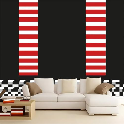 Photo Wallpaper98.4 x 68.8 Print Picture Artwork for Home Decor White Checkered Border Pattern Living Room, Bedroom, Kitchen Wall Art DecorationRed Black