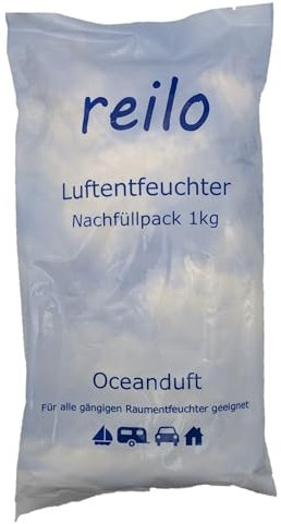 reilo 30x 1kg Oceanduft Luftentfeuchter Granulat, Raumluftentfeuchter im Vliesbeutel, Nachfüllpacks für gängige Entfeuchterboxen, Lufttrockner für Wohnraum, Schlafzimmer, Keller