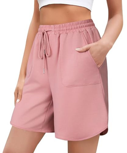 Aottori Bermuda Femme Short Sport Femme avec Poches pour Jogging Running Fitness d’Été Doux et Respirant #Rose XL