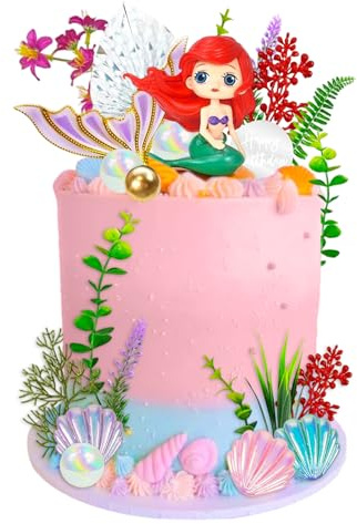 LaVenty Meerjungfrauen schwanz Kuchendekoration Unterwasser Kuchendeko | Meerjungfrauen schwanz Kuchendekoration Unterwasser Kuchendeko Muschel Torte Topper Meerjungfrau Tortendeko Meerjungfrau