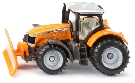SIKU 1564 Massey Ferguson avec Chasse-Neige, métal/Plastique, Orange, Tracteur Jouet pour Enfants, avec Chasse-Neige, Cabine Amovible