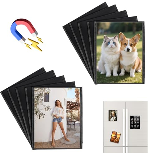 Magnetic Photo Frames for Fridge, 10 Pack 6x4 inch Magnetic Picture Frame Personalised Fridge Magnet Photo Frame for Photos Postcard Notices for Kids Adult Family (Black)