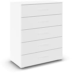 Rauch Möbel ADITIO, Kommode, Farbe Weiß, Breite 80 cm | Highboard im zeitlosen Stil, 5 Schubladen, Soft-Close-Funktion, für Schlafzimmer, Gästezimmer, Wohnzimmer, Garderobe, Flur
