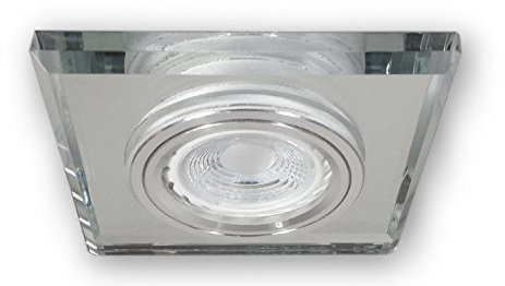LED Einbaustrahler Deckenstrahler eckig aus Glas | Einbauleuchte GU10 Fassung 230 V Einbauspots S1371WH | Decken-Einbauleuchte inkl. 3 W LED (PA-warmweiß) Leuchtmittel