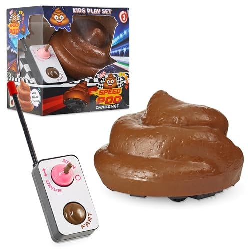 KreativeKraft Funny Prank Toy Game Age 3+, Battery Operated with Remote Control, Spins Makes Noises, Funny Novelty Gifts for Kids Adults Stocking Fillers Secret Santa Gifts (Brown)