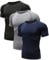 Men's (Pack of 3) Cool Dry Compression Short Sleeve Sports Baselayer T-Shirts Tops Black/Grey/Navy 03-2XL