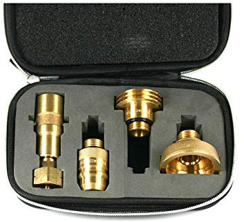 Drehmeister Tankflaschenadapter-Set in Etui zum Befüllen von Gasflaschen mit KLF G.12 Gewinde (deutsche Gasflaschen)