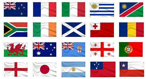 Rugby World Cup 2023 Flag Pack - 20 Large 5'x3' (150cm x 90cm) Flags - 1 for each competing nation