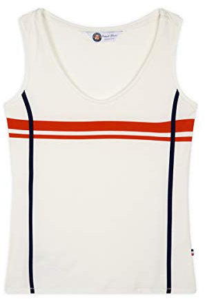 ROLAND GARROS Damen Nina gestreiftes Trägershirt Color Ecru Tanktop mit minimalistischen Streifen Sportbekleidung oder City Sportoberteil Größe XL-RTSW0120-ECR-XL, X-Large