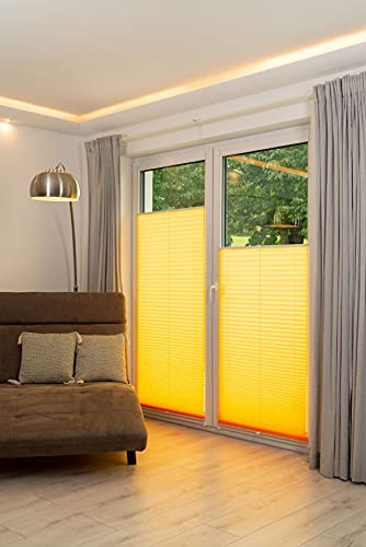 Khome Klemmfix-Plissee gelb Lichtschutz Moderne Crushed Optik 75 x 130 (B x L)