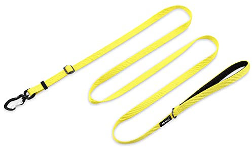 Hyhug 1,8 m Verstellbare Nylon Hundeleine mit weichem, gepolstertem Griff - Haltbare Leine mit einfachem Bolzkupplungsverschluss, ideal für große, mittlere und kleine Hunde(Klein, leuchtendes Gelb)