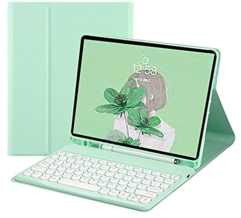 SENLAN 2021 new iPad mini6 8.3 inch 6th generation keyboard cover cute round keycap Detachable Bluetooth keyboard Smart color bluetooth keyboard case for iPad mini 6(iPad mini6, Mint Green)