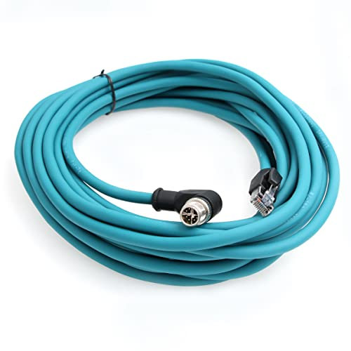 Eonvic Ethernet-Kabel, geschirmt, M12, X-Typ, 8 Positionen auf RJ45, Cat 7e, wasserdicht, industrielles Netzwerk, High-Flex-Kabel für Cognex (15 m, rechtwinklig, X-Code blau)
