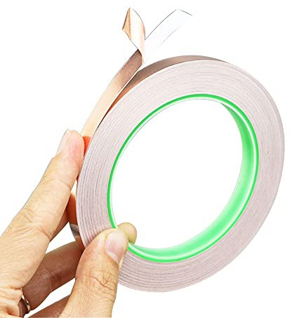 senvenelec Ruban de blindage en feuille de cuivre - Ruban de feuille de cuivre conducteur double face - (6mm×50m)×2, Blindage EMI et RF, circuits papier, maintenance électrique, soudure - 2 pcs