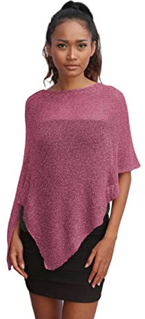 creazioni unique Poncho Coprispalle da Donna Elegante da Cerimonia o Sera - Poncho Donna in Rete di Viscosa Termica con Essenza di Fiore di Ciliegio (Rosa Antico)