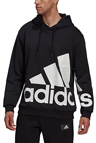 adidas M GL HD Felpa con Cappuccio, Nero/Bianco, L Uomo